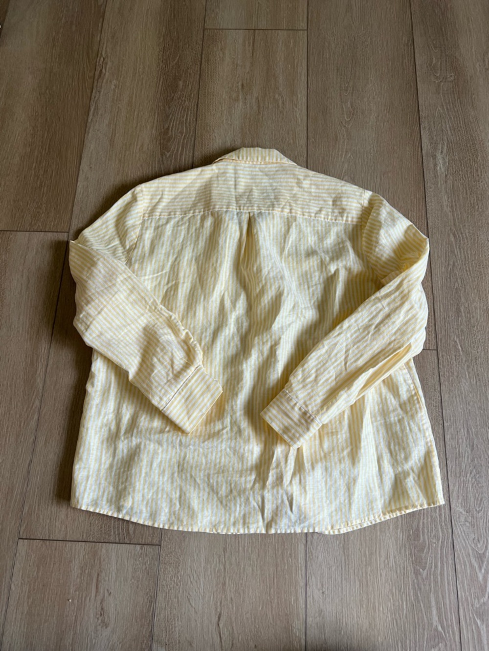 Sezane Yellow & White Tomboy Striped Button-Up Oxford Shirt Sz 44 - Picture 3 of 5